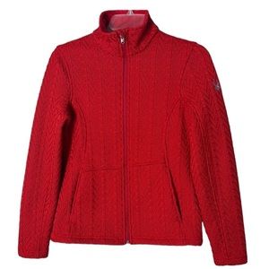 Spyder Cable Knit Ladies Size S Red Cherry Zippered Jacket.